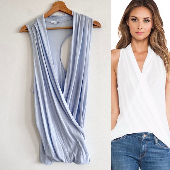 Standard James Perse Drape Front tissue powder dusty blue tank size XL - Picture 1 of 6